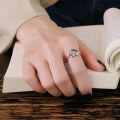 wholesale S925 Sterling Silver Retro Korean Style Hollow Heart Ring, Ins Internet Famous Trendy Versatile Open Adjustable Ring for Women-0-3