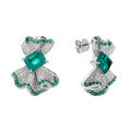 wholesale S925 Sterling Silver, Lab-Grown Emerald Ice-Cut Gemstone Women's Earrings Wholesale Factory Cross-Border-0-3