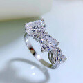 wholesale S925 Silver Heart-Shaped Diamond Three-Life Stone Engagement Ring for Women, Fashion Wedding Band-0-2