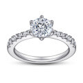 wholesale S925 Sterling Silver Simple Zircon Classic Six-Prong One-Carat Ring for Women, Pure Silver European and American Fashion Best-Selling Wedding Ring-0-1