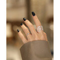 wholesale S925 Sterling Silver Korean Version Ins Minimalist Wide Branch Texture Adjustable Open Ring for Women-0-2