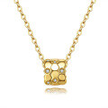Sterling Silver Moissanite Honeycomb Mirror Pendant Necklace-0-3