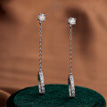 925 Silver Cross-Border Single-Row Moissanite Ear Climber Fringe Ear Studs-0-2