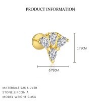wholesale S925 Sterling Silver Geometric Square Earrings With Rhinestones For Women,。-E4767-Gold/Single 925 Silver