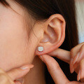 S925 Silver Moissanite Stud Earrings Hip-Hop Unisex Round-0-2