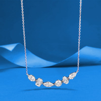 wholesale S925 Silver European and American Style Irregular Stone Inlaid Smile Pendant Fashion Versatile Commuter Stretch Necklace-N542 Alien Smile Necklace [with chain]  925 Silver