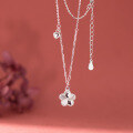 wholesale S925 silver fresh and sweet ins-style niche design ice crystal flower heart necklace Y02072-0-0