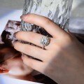 S925 Silver Plated 3ct Round Moissanite Women's Engagement Ring-0-2