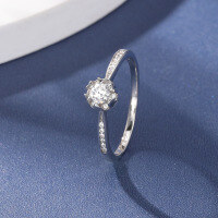 wholesale S925 silver small designer-cut nine hearts one flower diamond ring for women with zirconia, lightweight luxury wedding band jewelry-Fashion Ring [S925 Silver]  Size 18