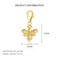 wholesale S925 Sterling Silver Retro European Minimalist Bracelet For Women With Luxury Zircon Heart Pendant-F6231-Golden Single Pendant 925 Silver