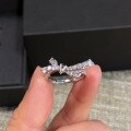 wholesale S925 Sterling Silver Shimmering Three-Dimensional Bow Full of Sparkling Diamond Ring for Women, Ribbon Tie High-End Diamond Ring with Niche Design-0-0