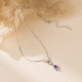 wholesale S925 Silver Nalan Fresh Sweet Ins Style Niche Design Crystal-Inlaid Amethyst Gourd Circular Necklace Y02190-0-4