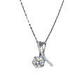 Sterling Silver Pendant with 1-Carat Moissanite, Classic Crossover Necklace for Women-0-2