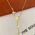 wholesale S925 Sterling Silver Red Elk Light Luxury Bow Tassel Chasing Butterfly High-End Exquisite Pendant Necklace-0-2