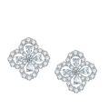 wholesale Metal material, Yun Tong Jewelry celebrity same style HW four-leaf clover earrings with 5A zirconia teardrop halo, ladies' fresh and delicate earrings-0-0