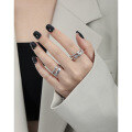 wholesale S925 Sterling Silver Korean Version Ins Minimalist Design Multi-Layer Wrapped Knot Adjustable Open Ring for Women-0-2