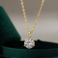 14K Gold Plated 925 Silver 1ct Six-Prong Pendant Moissanite Necklace for Cross-Border Supply-0-2