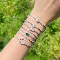 wholesale S925 Sterling Silver Women's Tennis Bracelet with Four-Leaf Clover Geometric Zirconia Pave Design, Light Luxury and High-End Feel-0-2