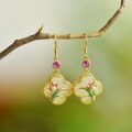 wholesale Vintage-inspired new Chinese style enamel and Hetian jade earrings, Hanfu and Qipao classical jade ear accessories for women-0-6