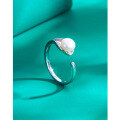 wholesale S925 Sterling Silver Freshwater Pearl Ring Open Adjustable Fashion Unique Niche Design Autumn Winter Finger Ring Index Finger Ring High-End Feel-0-1