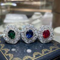 wholesale 18K gold-plated silver jewelry with Mozambique Burmese pigeon blood ruby ring for custom setting based on provided design-Simulated Emerald US Size 8