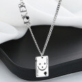wholesale S925 Sterling Silver Joker Playing Card Square Pendant Necklace, Korean-style Minimalist Design Trendy Women's Collarbone Chain-0-3