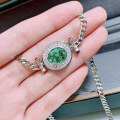 wholesale S925 Silver Zhuzhufan Jewelry New 10*12mm Paraiba Green Cuban Chain Bracelet for Women Fashion Wear-0-2