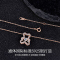 925 Sterling Silver Minimalist Bear Pendant Necklace, Moissanite, Luxury Women's Collarbone Chain-0-0