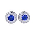 wholesale S925 Sterling Silver 1-Carat Blue Zircon Earrings for Women, Luxuriously Set with Full Diamonds, Fashionable and Versatile Women's Style-0-4