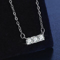Sterling Silver Straight Row Moissanite Smile Necklace for Women-0-1