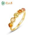 wholesale Metal material: S925 sterling silver gold-plated Autumn and winter new minimalist geometric natural gemstone ring, niche design jewelry wholesale-0-0