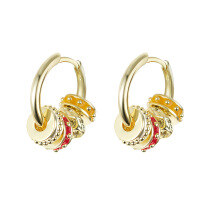 wholesale Metal material original earrings lightweight luxury high-end summer Dunhuang vintage style small hoop earrings multi-wear new Chinese style earrings wholesale-Earrings (14K gold)