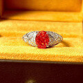 wholesale S925 Sterling Silver 7*9mm Oval Sunset Orange High-Carbon Diamond Ring Simulated Diamond Ring-0-0