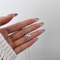 wholesale S925 Sterling Silver INS Style Viral Women's Necklace Minimalist Exquisite Earth Heart Justgo Pendant Design Choker-Platinum DY190778-SW-NA 925 Silver