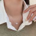wholesale S925 Sterling Silver Brushed Square Pendant Necklace for Women, New Arrival High-End Versatile Choker-0-0