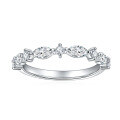 wholesale 18k Gold Plated 925 Silver Full Moissanite Half Eternity Marquise Cut Ring for Cross-Border Jewelry Hot Sale-0-0