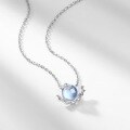 wholesale S925 Sterling Silver New Fashionable Cute Starry Sky Snail Niche Aquamarine Necklace for Women Wholesale from Manufacturers-0-2