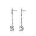 Sterling Silver Moissanite Earrings, Bull Head Dangle with Tassels, Direct Factory Sale-0-4