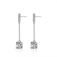 Sterling Silver Moissanite Earrings, Bull Head Dangle with Tassels, Direct Factory Sale.-1 carat (set with moissanite)  925 silver
