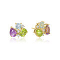wholesale S925 Sterling Silver Spring Summer Natural Fresh Colored Gemstone Stud Earrings with Peridot, Topaz, and Amethyst-0-4