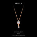 925 Sterling Silver Twilight Star Key Pendant Necklace-0-6