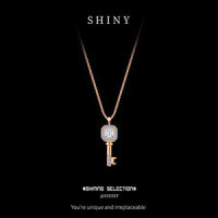925 Sterling Silver Twilight Star Key Pendant Necklace-S925 sterling silver rose gold + 40-point moissanite