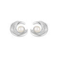 wholesale S925 Sterling Silver New Small and Original Ins High-end Luxury Geometric Irregular Inlaid Pearl Earrings for Women-0-5