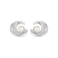 wholesale S925 Sterling Silver New Small and Original Ins High-end Luxury Geometric Irregular Inlaid Pearl Earrings for Women-EF1110/White Gold [with Sterling Silver Earplugs] 925 Silver