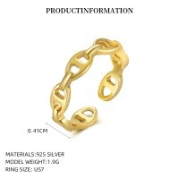 wholesale S925 Sterling Silver Hot-selling Cross-border Swine Nose Ring-K943_18K yellow plating Adjustable opening