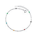 wholesale S925 silver ethnic-style minimalist delicate rainbow bead round pearl bracelet S5369-0-4
