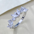 wholesale S925 Sterling Silver Irregular Zirconia Row Ring, High-End Party Fashion Ring for Women, Live Streaming Xiaohongshu-0-2