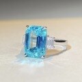 wholesale Platinum Rhodium-Plated 925 Silver Ring, Large Rock Candy Aquamarine Square Emerald Cut, Non-Tarnish Ring for Women-0-1