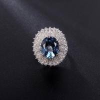 wholesale S925 silver luxurious and exaggerated waltz ring for men and women, 4 carats, set with colored crystal mushroom ring for cross-border-Ivory Blue Colored Crystal Ring US Size 8
