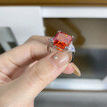 wholesale S925 Sterling Silver Ice Flower Ring with Red Gemstone, Radiant Cut 5-Carat Diamond, Fluorescent and Pen Test Passed-0-2